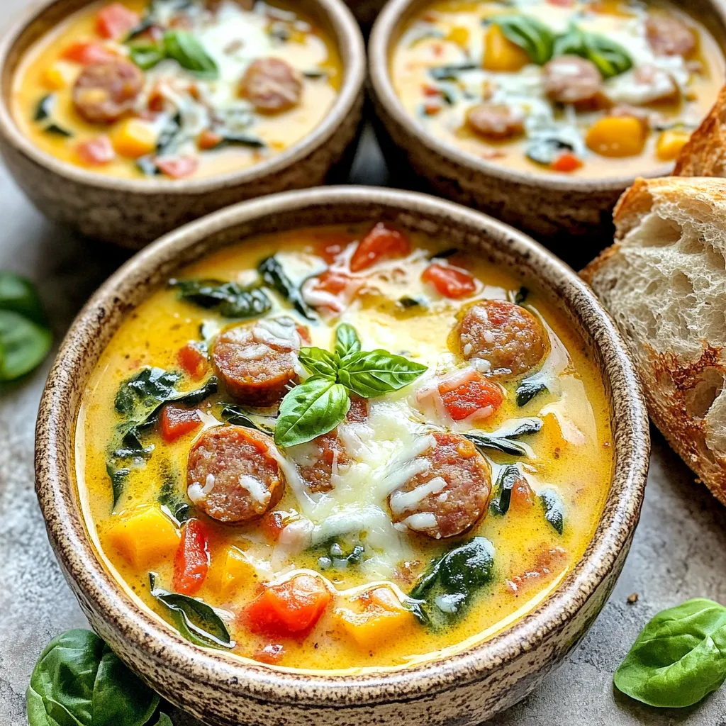Slow Cooker Creamy Tuscan Sausage Soup Delight