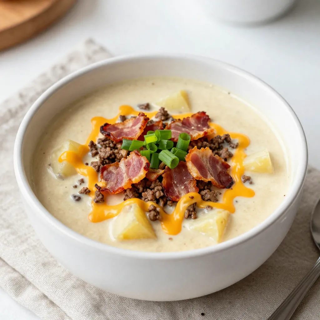 Loaded Cheeseburger Soup Rich and Flavorful Treat