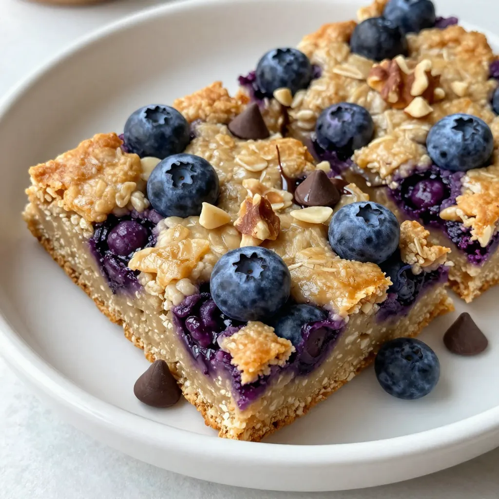 Blueberry Oatmeal Breakfast Bars Healthy Snack Idea