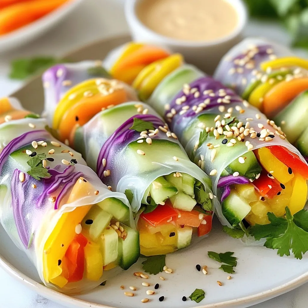 Rainbow Veggie Spring Rolls Fresh and Colorful Snack