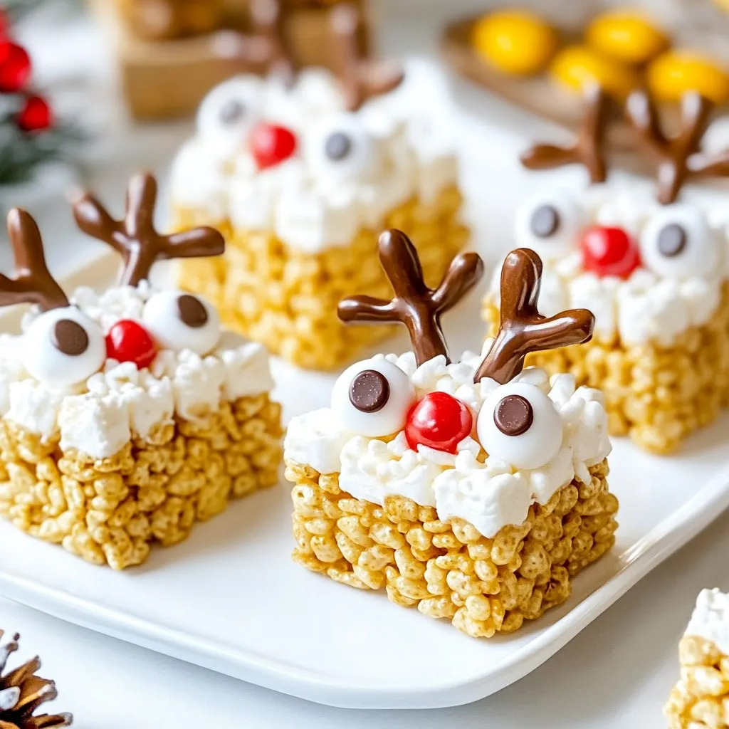 Reindeer Rice Krispie Treats Festive Holiday Snack