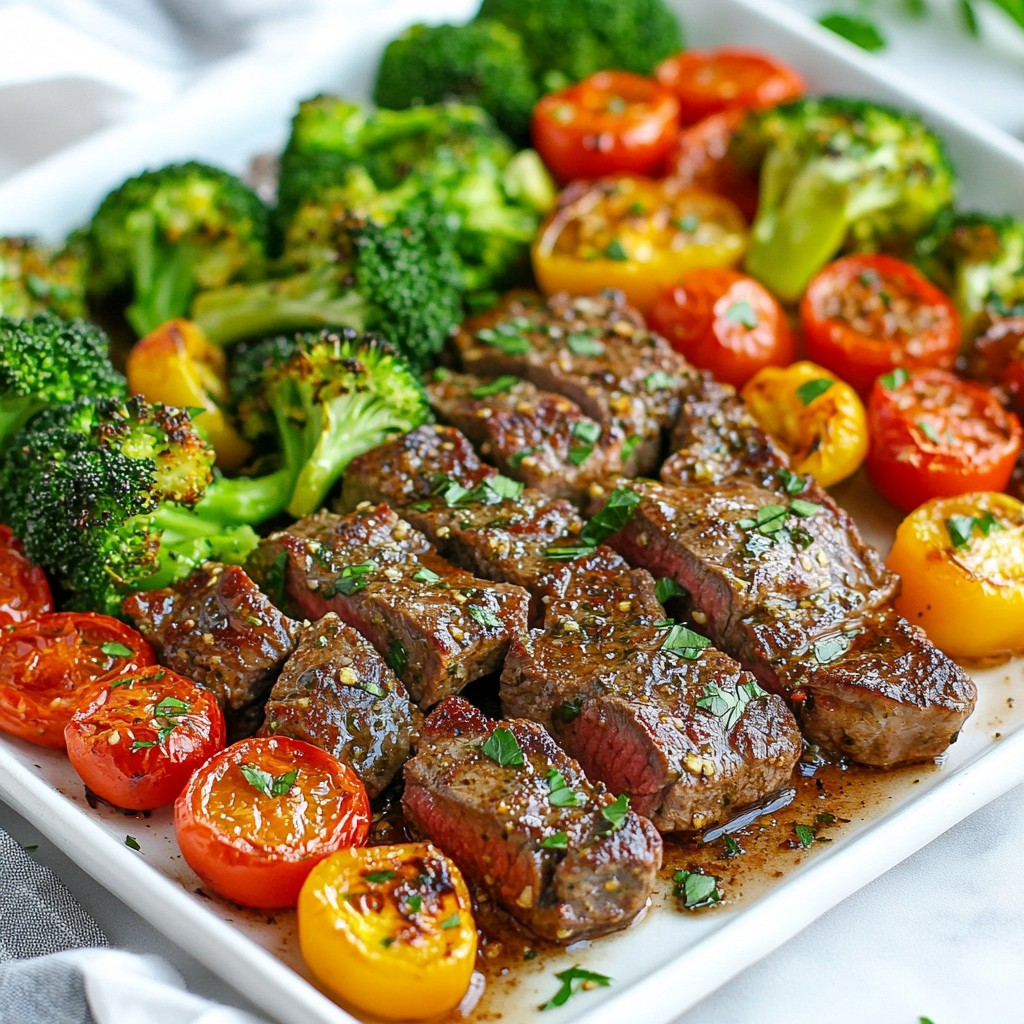 Satisfying Sheet Pan Garlic Steak & Veggies Recipe