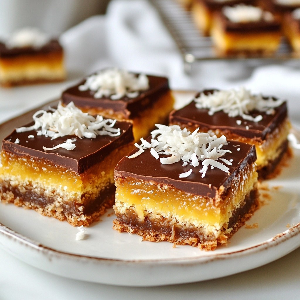 Fudgy Sweet Coconut Caramel Bars Irresistible Treat