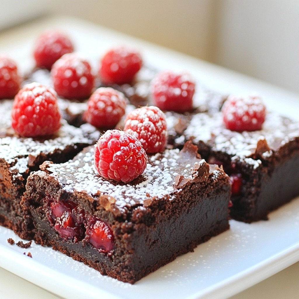 Rich Dessert Dark Chocolate Raspberry Brownies Delight