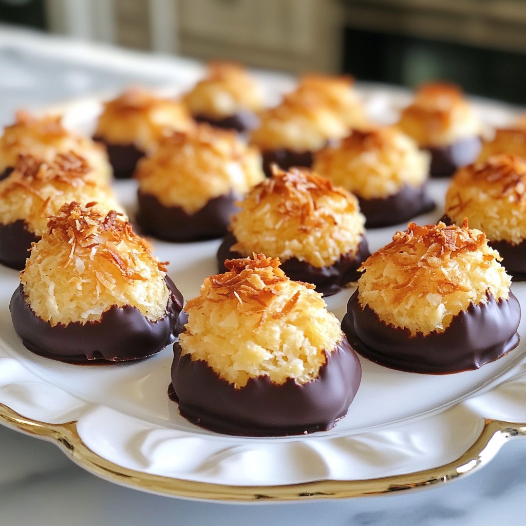 Festive Baking Chocolate Dipped Coconut Macaroons