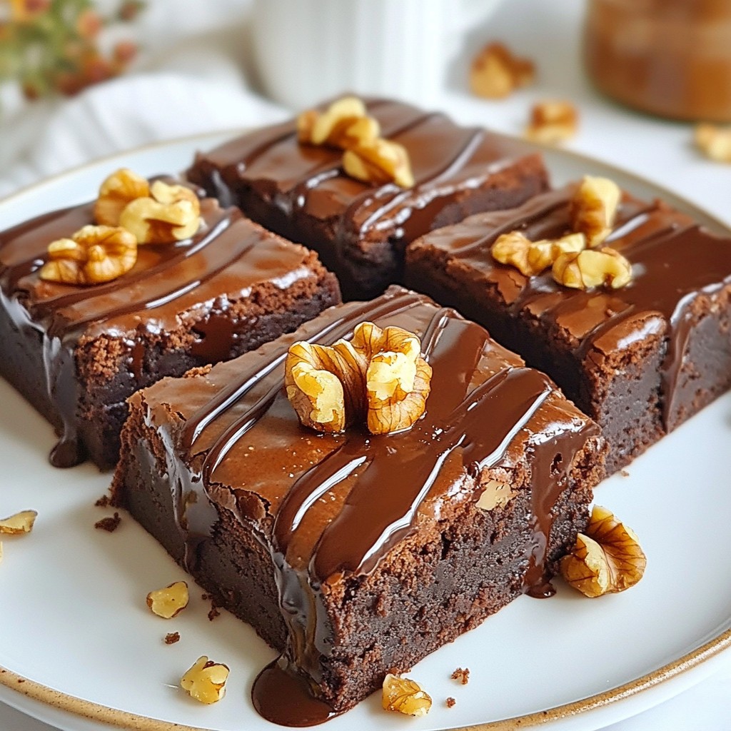 Rich Dessert Espresso Walnut Brownies with Drizzle