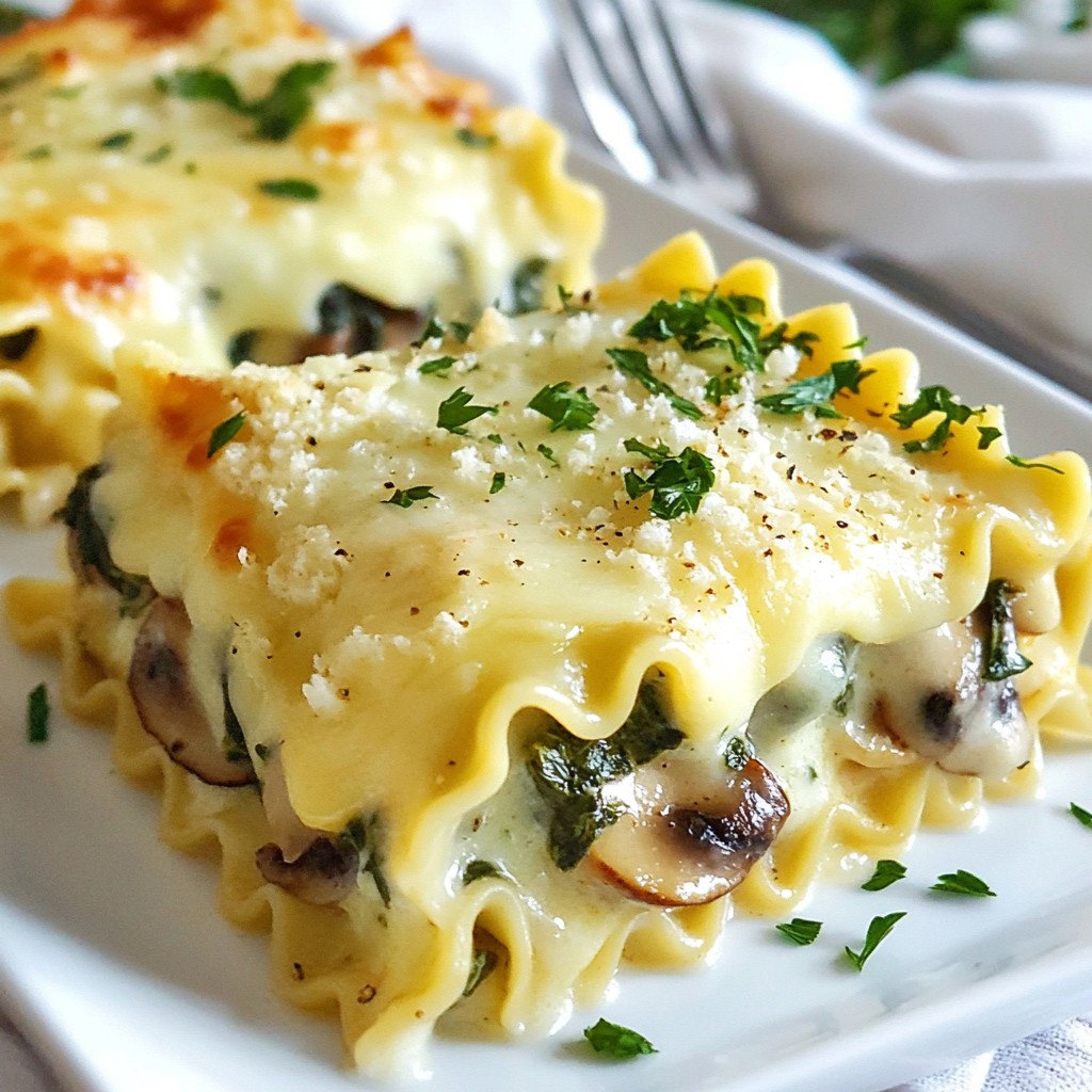 Spinach Mushroom Alfredo Lasagna Roll Ups Delight