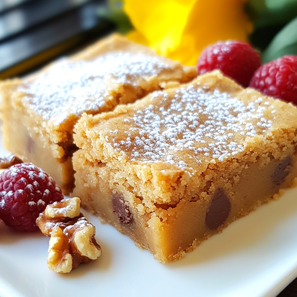 Chewy Dessert Blondie Bars with Chocolate Chips Delight