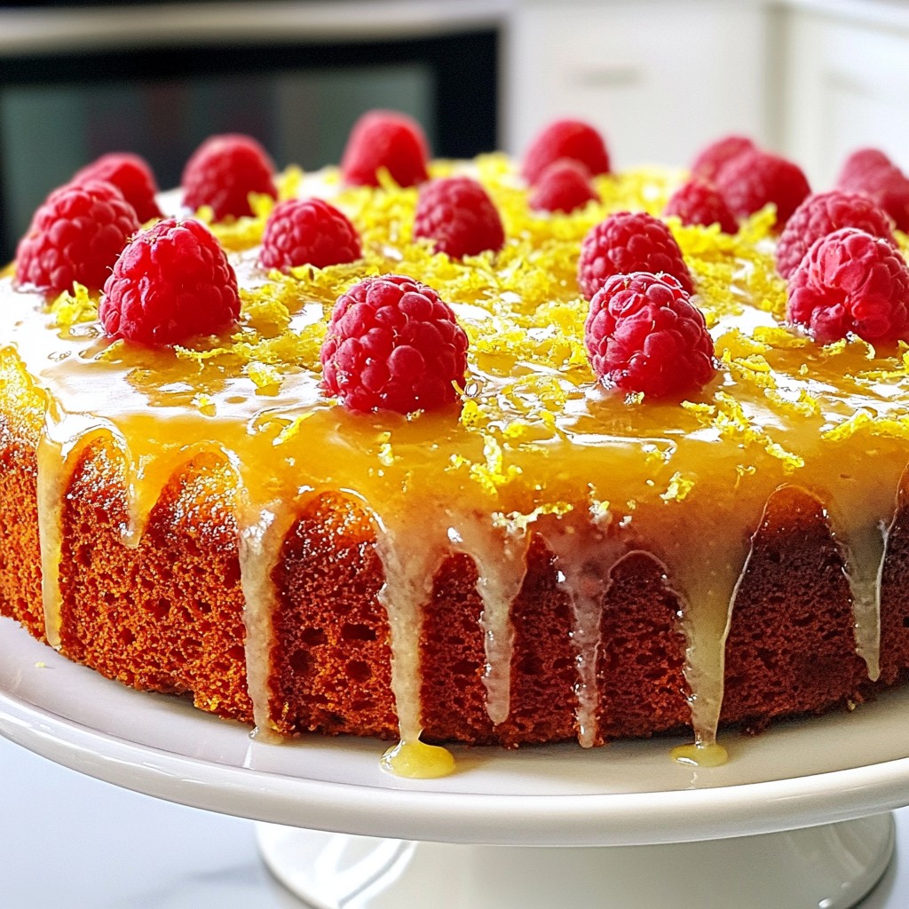 Moist Dessert Lemon Raspberry Drizzle Cake Delight