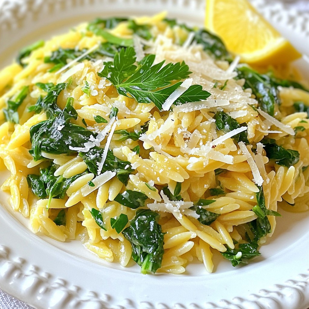 Lemon Garlic Orzo with Spinach Flavorful Side Dish