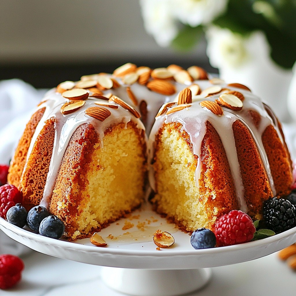 Moist Baking Honey Almond Cake with Glaze Delight