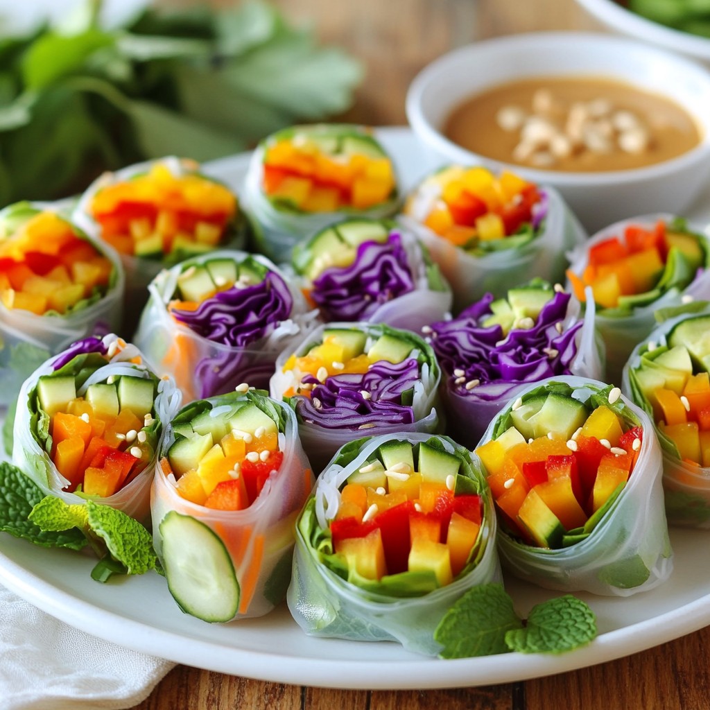 Rainbow Veggie Spring Rolls Fresh and Flavorful Snack