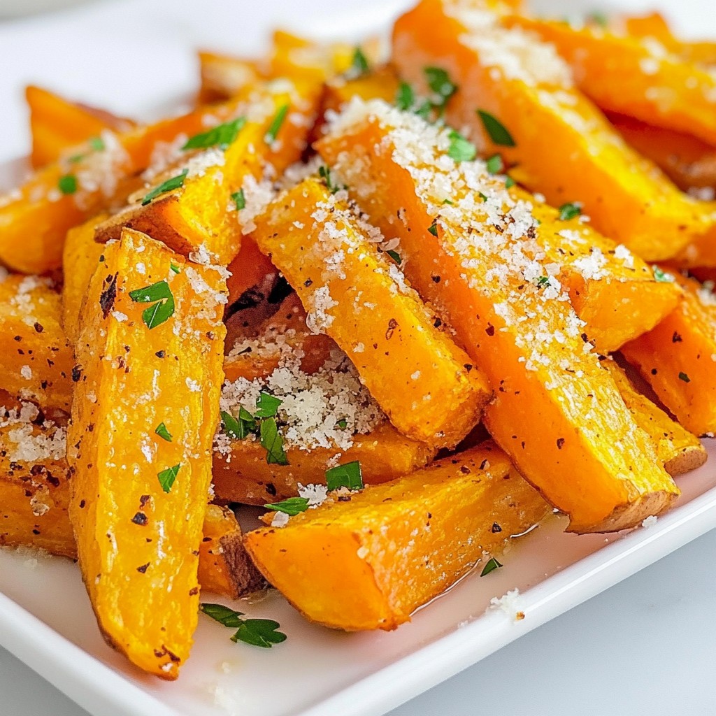 Garlic Parmesan Sweet Potato Fries Crispy and Flavorful