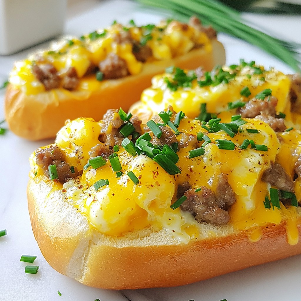 Breakfast Sausage Egg Boats Tasty Breakfast Idea