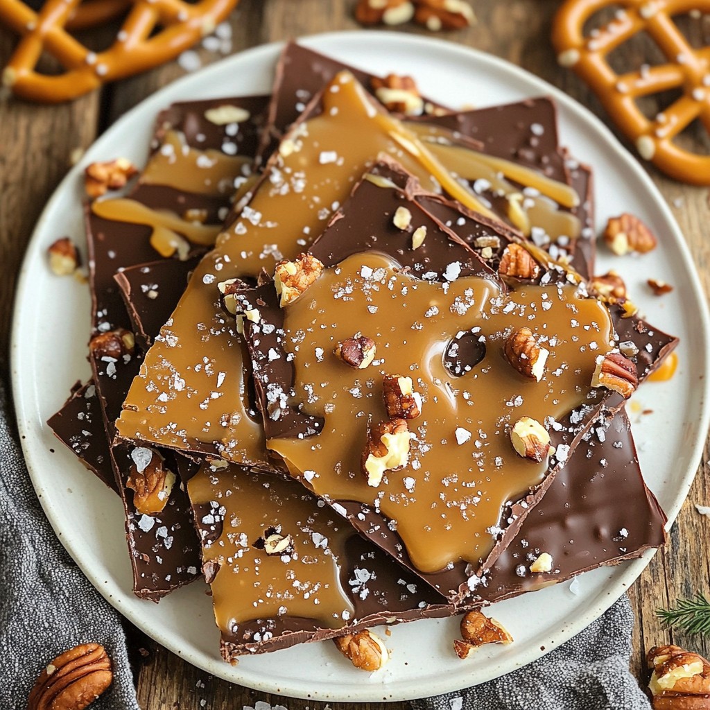 Chocolate Caramel Pretzel Bark Easy and Delicious Treat