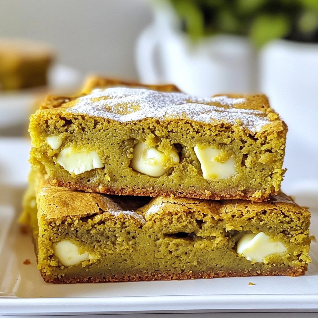 Matcha White Chocolate Blondies Tasty Baking Treat
