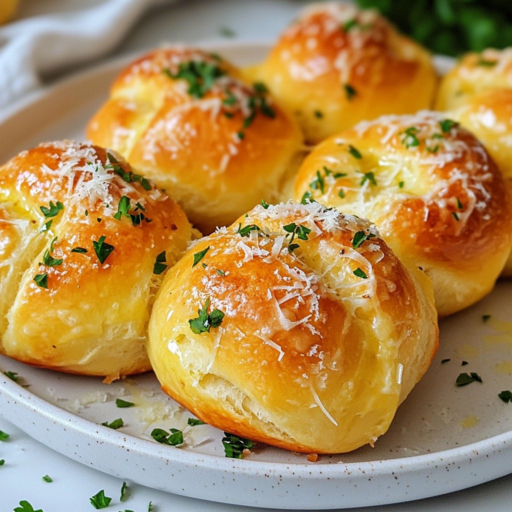 Garlic Parmesan Knotted Rolls Fluffy and Tasty Treats
